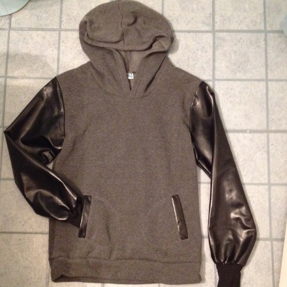 ❌SOLD❌ Leather Trim Hoodie