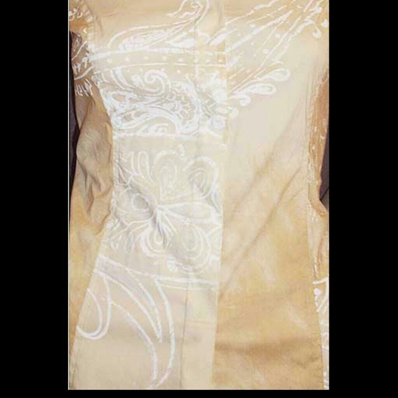 Roberto Cavalli Cream Tan Short-Sleeved Top S NWOT - Picture 2 of 4