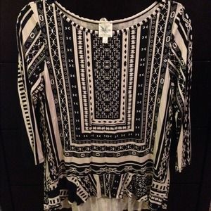 Anthropologie black and white peplum top