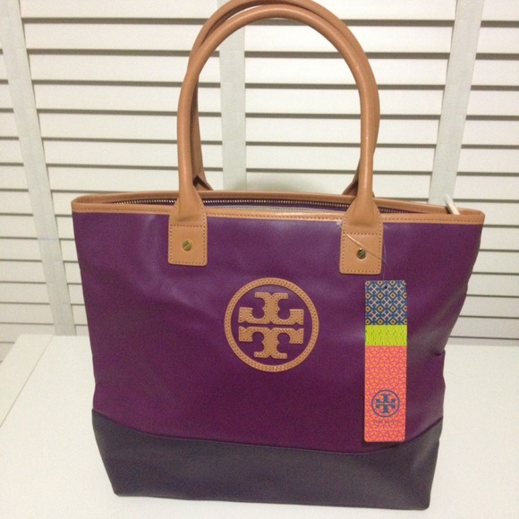Tory Burch Handbags - NWT TORY BURCH JADEN TOTE VIOLET COLORBLOCK CANVAS