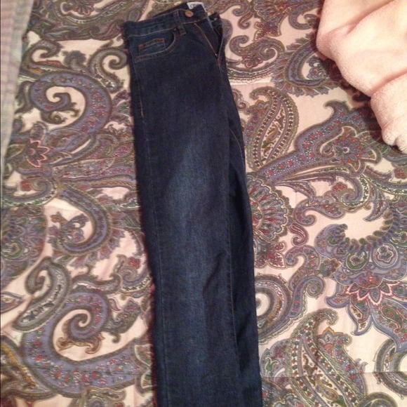 High waisted dark denim jeans