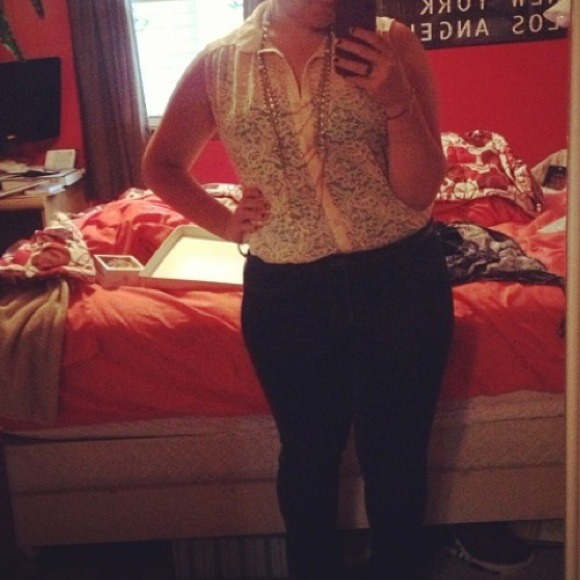Cream colored lace button up