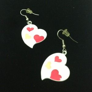 White cut heart earring