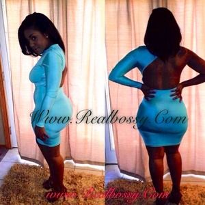 Blue one sleeve dress