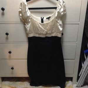 Black and white fitted dress.