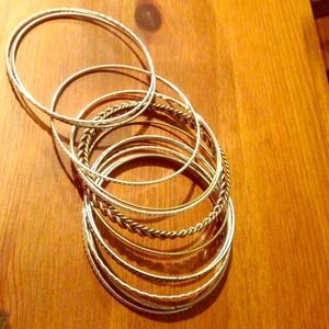 Set of silver and gold bangles