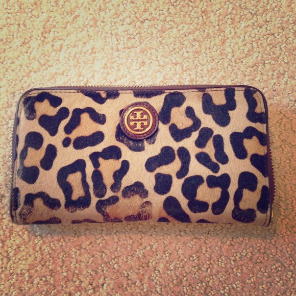 SOLD Tory Burch leapord print fur wallet