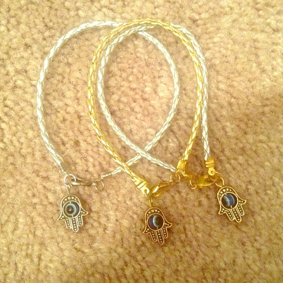 Gold and silver Hamsa, Hand of Fatima, bracelet