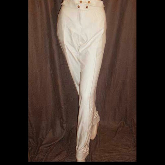 Yves Saint Laurent YSL Cream Silk Belt Pants 42FR - Picture 2 of 4