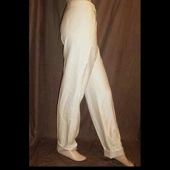 Yves Saint Laurent YSL Cream Silk Belt Pants 42FR - Picture 4 of 4