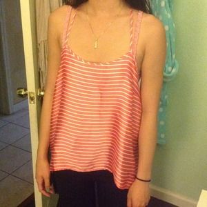Forever 21 pink and white stripe tank