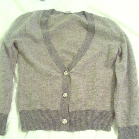 J.Crew Grey Cardigan Sz S Rhinestone Buttons