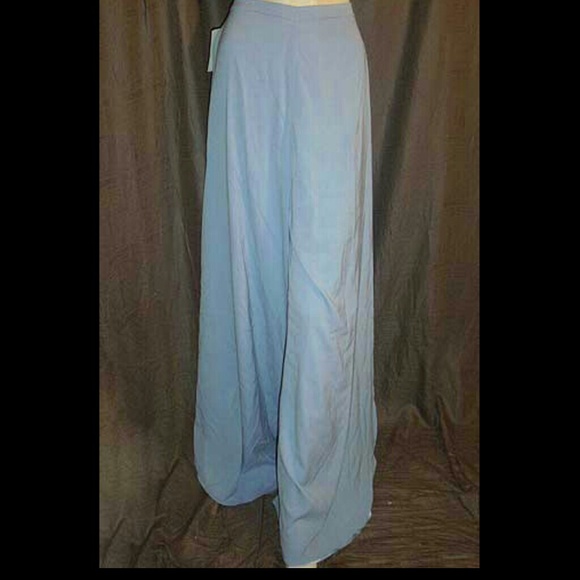 St. John Blue Silk & Satin Slit Palazzo Pants 6/8 - Picture 2 of 4
