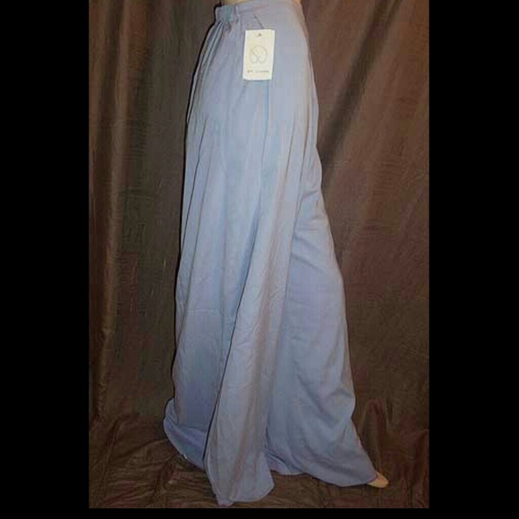 St. John Blue Silk & Satin Slit Palazzo Pants 6/8 - Picture 3 of 4