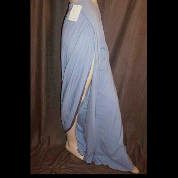 St. John Blue Silk & Satin Slit Palazzo Pants 6/8 - Picture 4 of 4