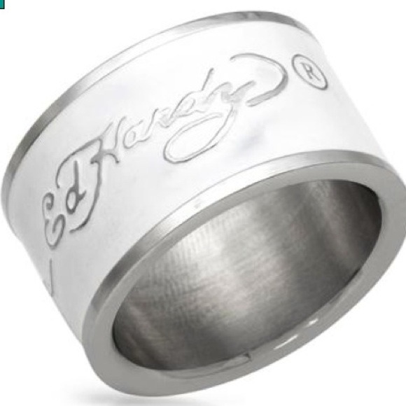 ED HARDY Band in White Enamel & Stainless Steel!