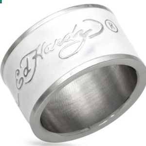 ED HARDY Band in White Enamel & Stainless Steel!