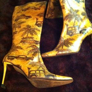 Hand carved Leather Boots