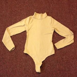 American apparel nude mock neck bodysuit xs