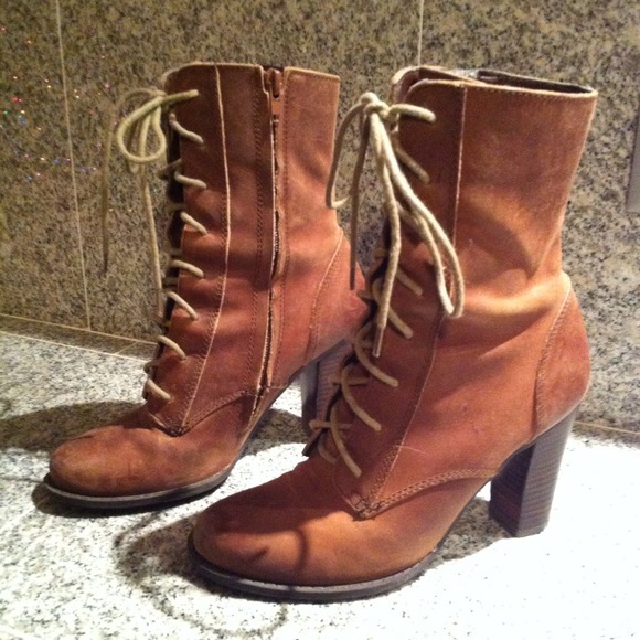 Brown Leather Lace Up Boots