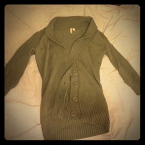 Olive green button up sweater