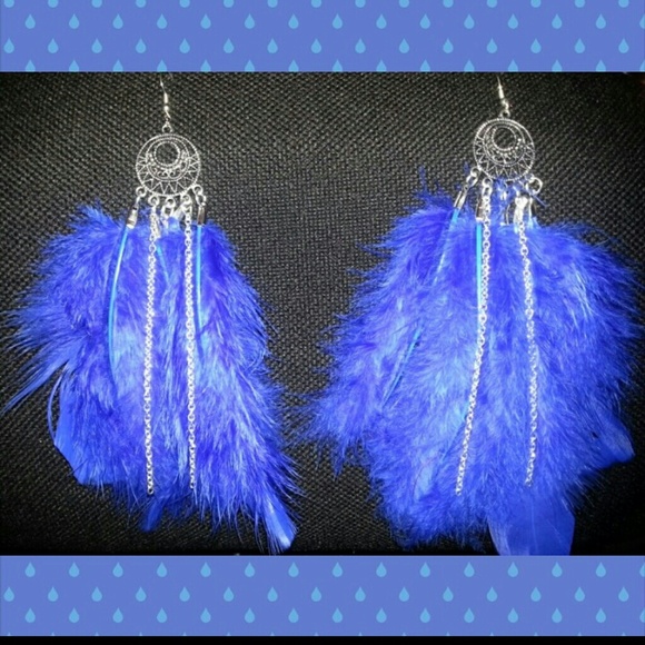 Royal blue feather earrings
