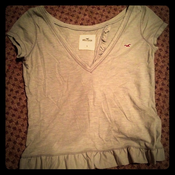 Heather Grey V-Neck Cropped Top