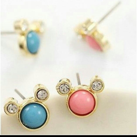 Cotton Candy Mickey Inspired Stud Earrings--2 Pair