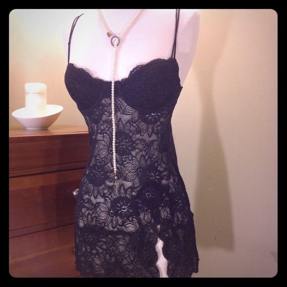 X SOLD X - TFLIP VS Black lace Lingerie nightie
