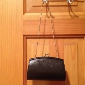 ✅Judith Leiber alligator skin black evening bag