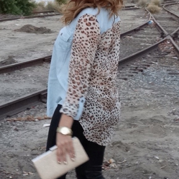 SOLD!!!! Leopard & denim top - Picture 4 of 4