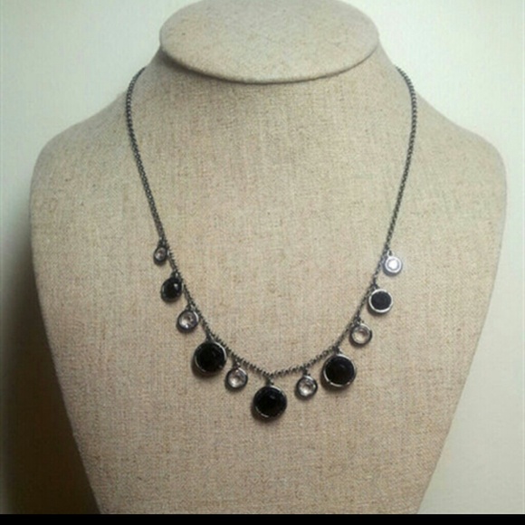 Nadri Black and Crystal Silver Tone Necklace