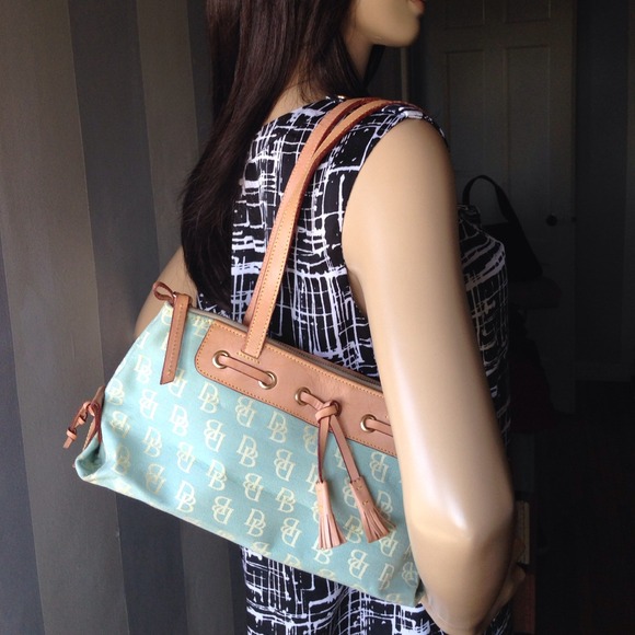 Classic Baby blue and tan leather Authentic Dooney