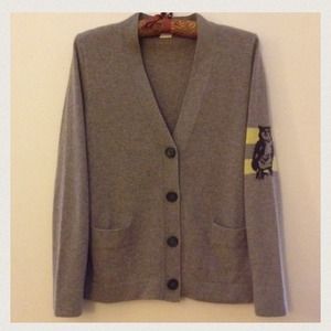 JCrew 100% cashmere owl cardigan