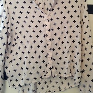 Hi low button up cross shirt
