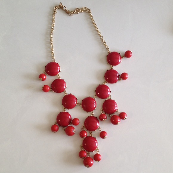 Red statement bubble necklace