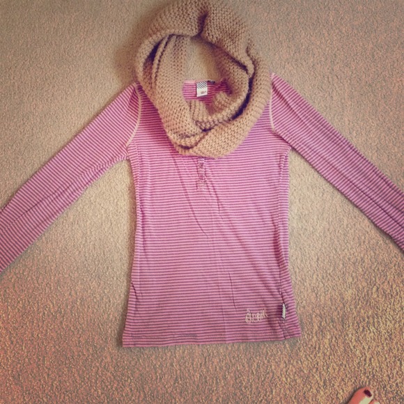 Volcom Tops - Candy striped pink and brown long sleeve top Volcom Tops - Candy striped pink and brown long sleeve top