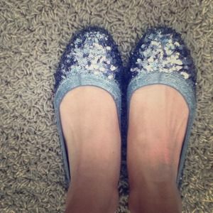 Silver sequin and glitter flats