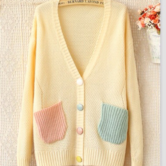 Jackets & Blazers - New Sweet Color Block all match Pocket Cardigan