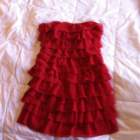 Red ruffled dress