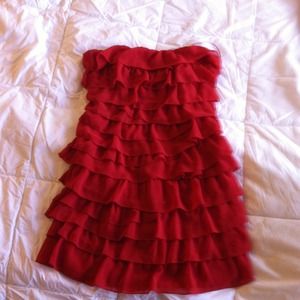 Red ruffled dress