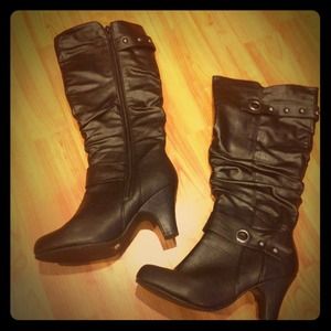 Brand new black boots with silver studs
