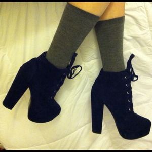 Faux Suede lace-up booties