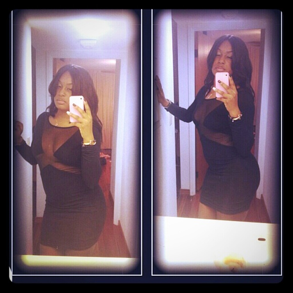 Sexy Sheer Long Sleeve Back Dress