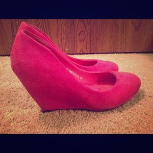 Hot Pink Wedge Pumps 7.5