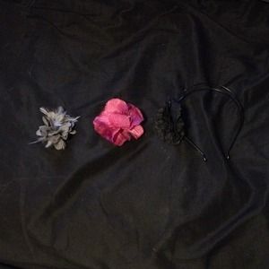 3 flower hair pins/headband