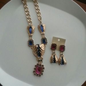 Beetle Necklace & Earrings