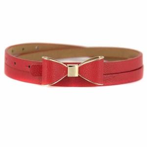 Cute faux leather Bow red Belt