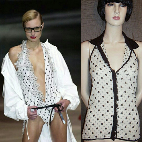 Emanuel Ungaro Silk & Virgin Wool Dot Halter Top