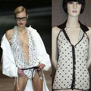 Emanuel Ungaro Silk & Virgin Wool Dot Halter Top